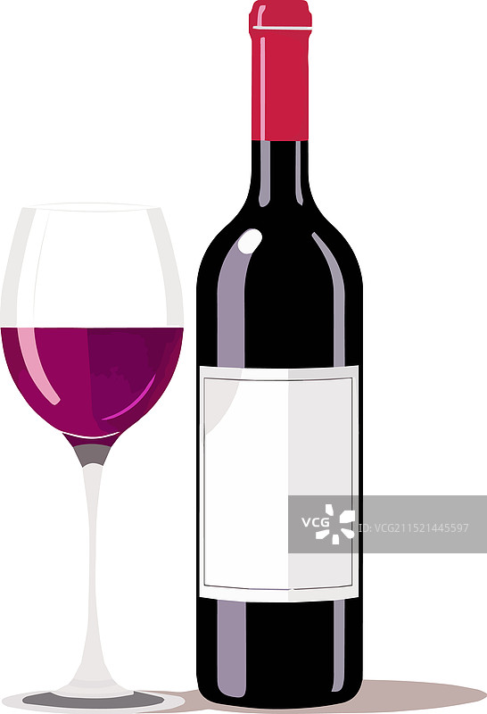 红酒瓶扁平插画图片素材
