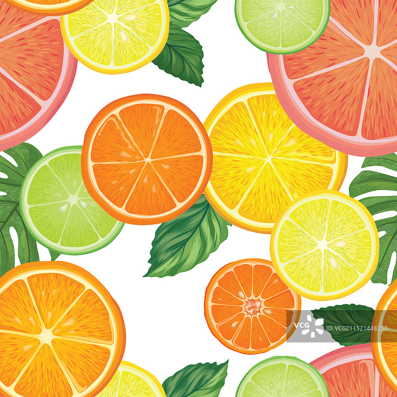 新鲜柑橘水果切片图案（橙子柠檬）图片素材