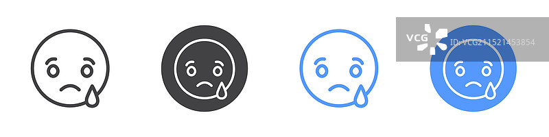 黑色悲伤社交媒体表情符号扁平图标集图片素材