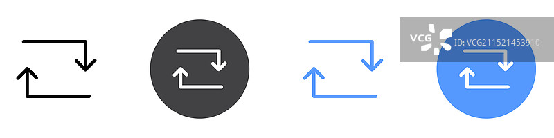 黑白颜色平面刷新图标集图片素材