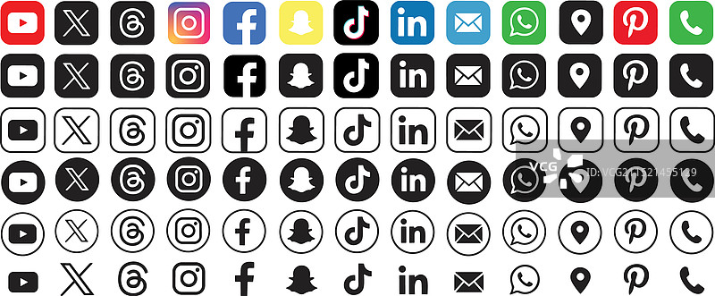 YouTube、Threads、Instagram、Facebook合集图片素材