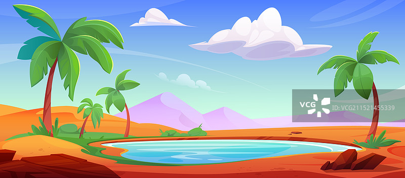 阿拉伯沙漠绿洲热带湖泊图片素材