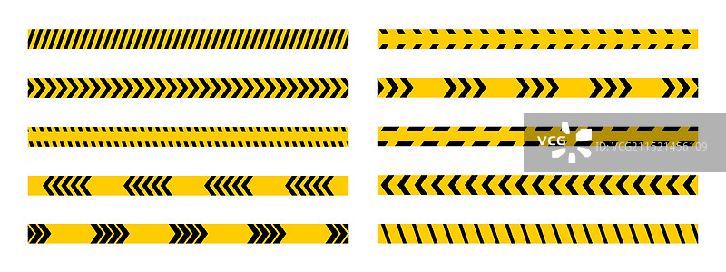 带黑色的横向警戒线合集图片素材