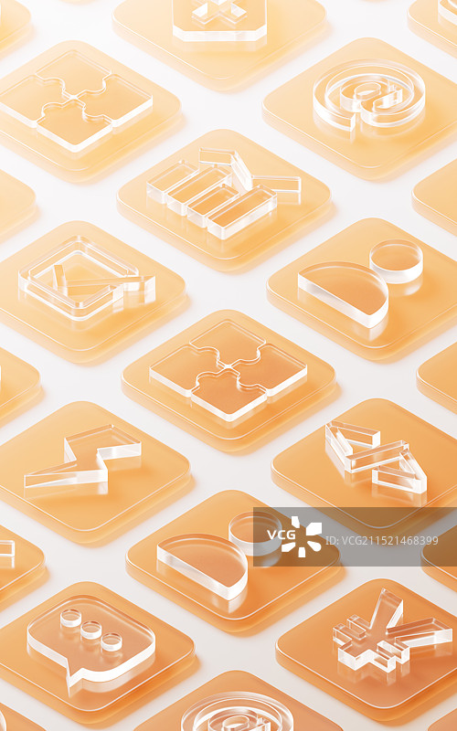 排列整齐的应用软件图标三维渲染图片素材