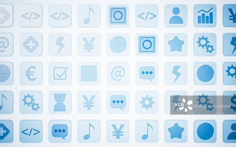 排列整齐的应用软件图标三维渲染图片素材