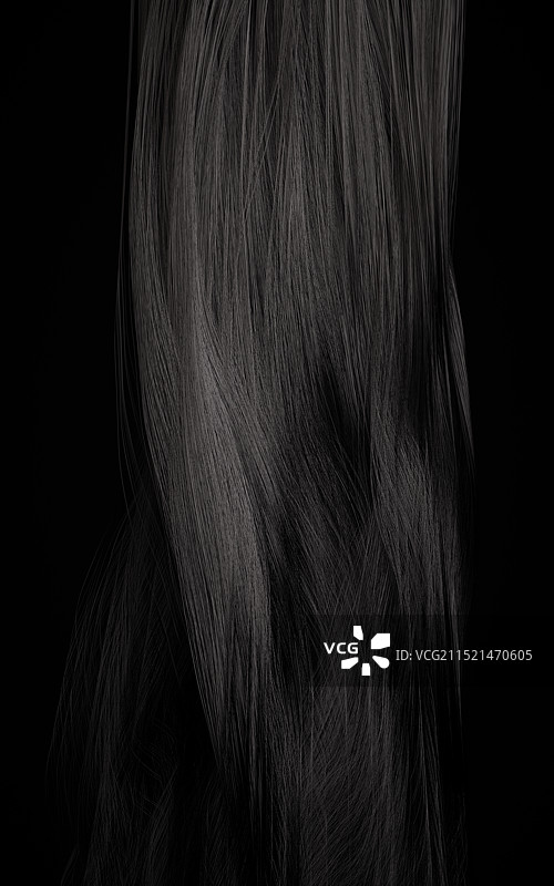 飘逸柔顺的黑色秀发三维渲染图片素材