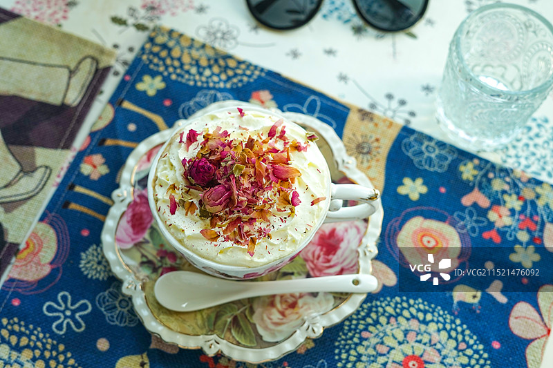 下午茶玫瑰咖啡图片素材