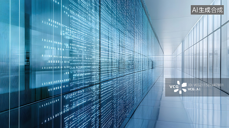 【AI数字艺术】城市金融商务区CBD的玻璃幕墙，科技金融大数据概念背景图图片素材