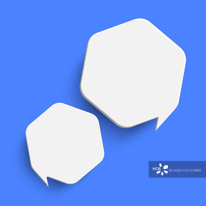 蓝色背景上的白色空白六边形图片素材