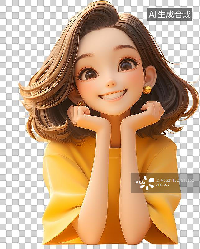 【AI数字艺术】3D卡通年轻女生图片素材