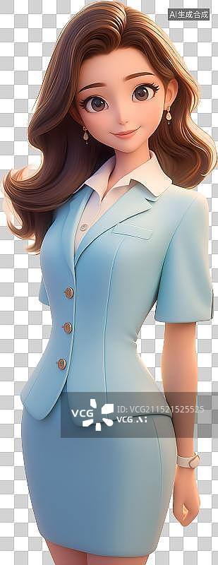 【AI数字艺术】3D卡通商务女士图片素材