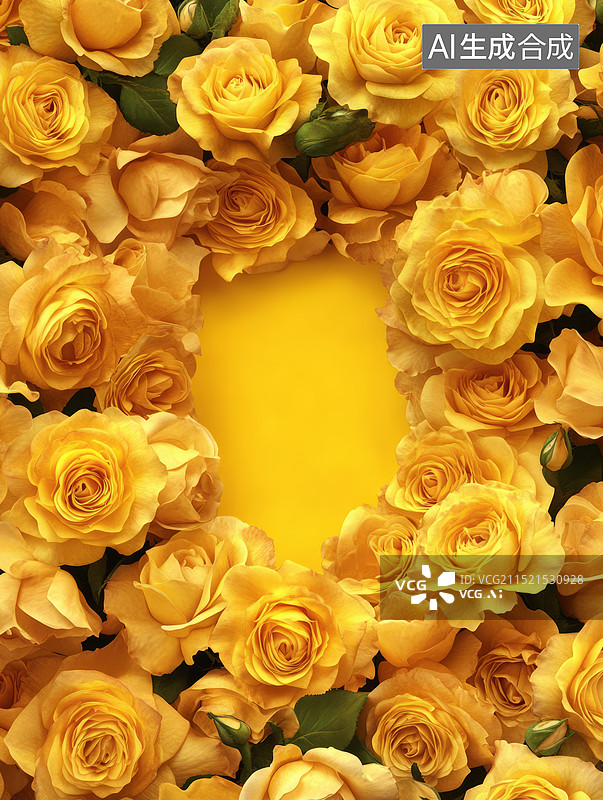 【AI数字艺术】黄玫瑰中心留白设计素材图片素材