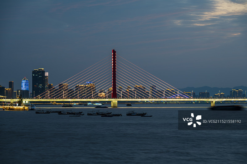 杭州西兴大桥 晚霞 城市风光图片素材