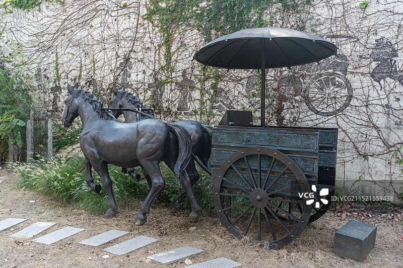铜马车 双马拉车 古代战车智慧车图片素材