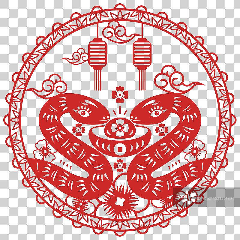 蛇年剪纸窗花图片素材