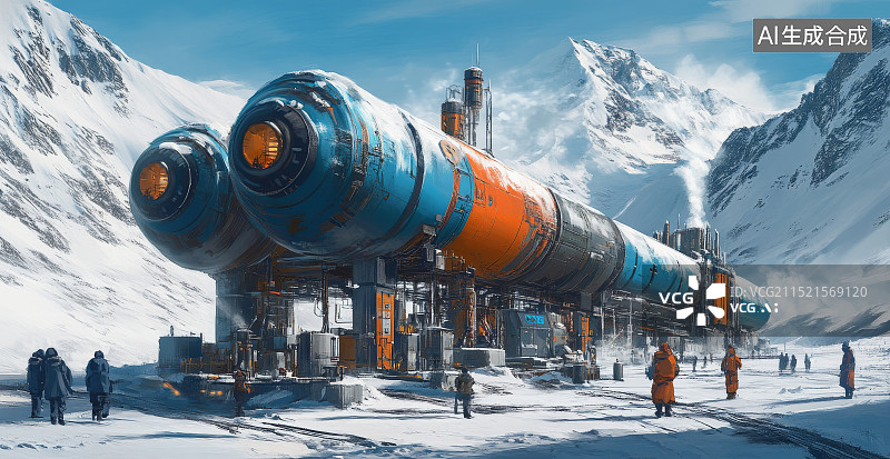 【AI数字艺术】未来科幻外星球的服务基地3D插画图片素材