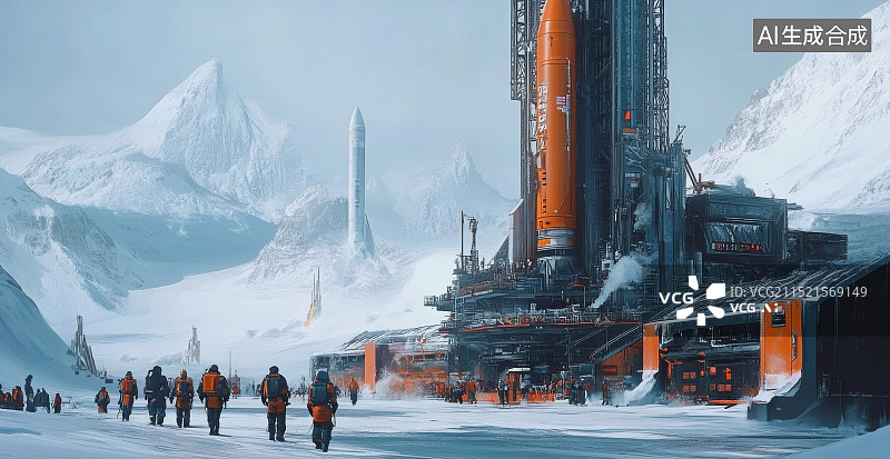 【AI数字艺术】未来太空服务基地3D插画图片素材