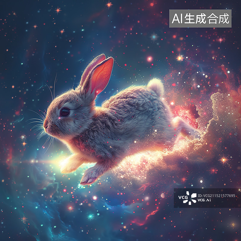 【AI数字艺术】星空中的兔子图片素材