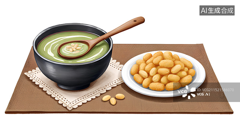 【AI数字艺术】手绘插画，打油茶，广西桂林美食，恭城油茶图片素材