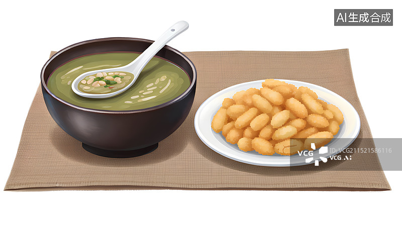 【AI数字艺术】手绘插画，打油茶，广西桂林美食，恭城油茶图片素材