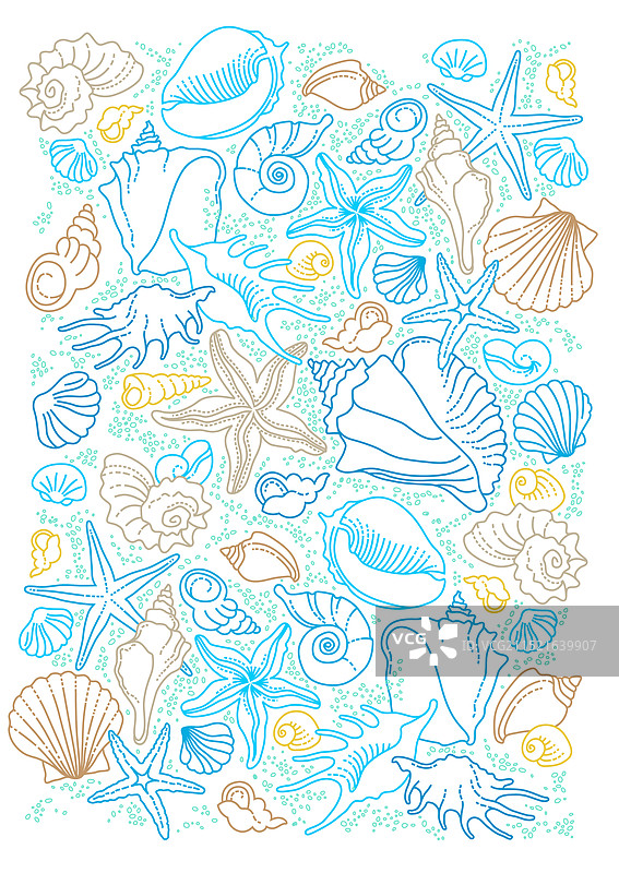 热带海洋元素线条艺术方块图片素材