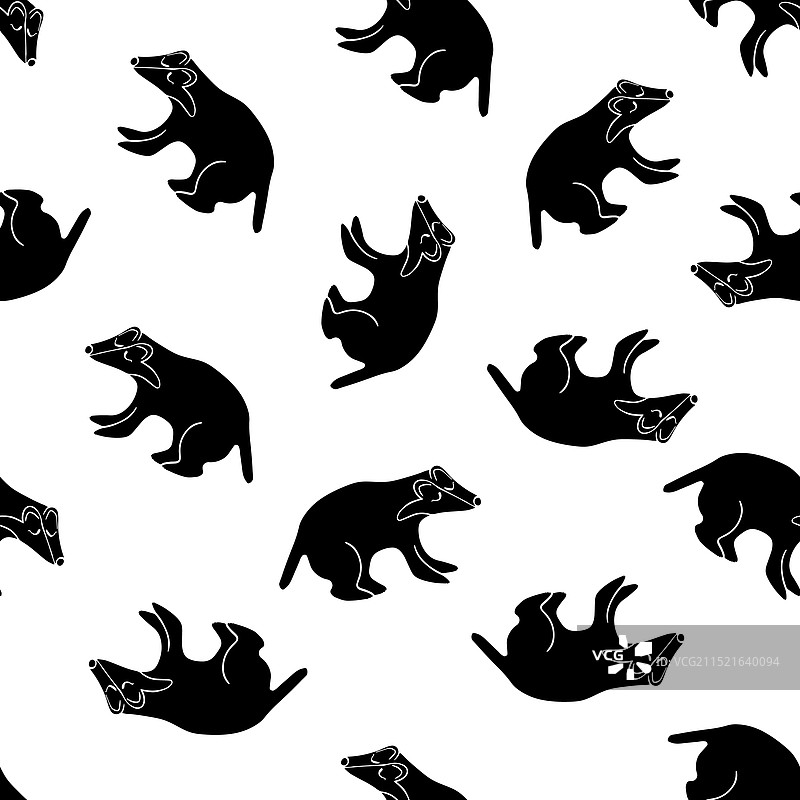 黑白狼獾图案图片素材