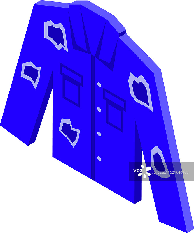 带破洞的蓝色牛仔衬衫2.5D图标图片素材