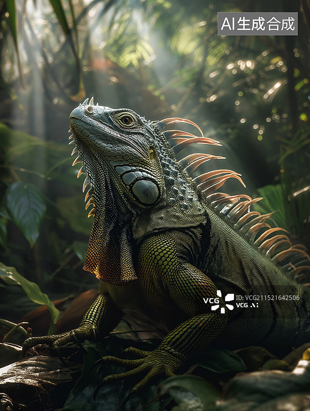 【AI数字艺术】森林里一只巨大的蜥蜴图片素材