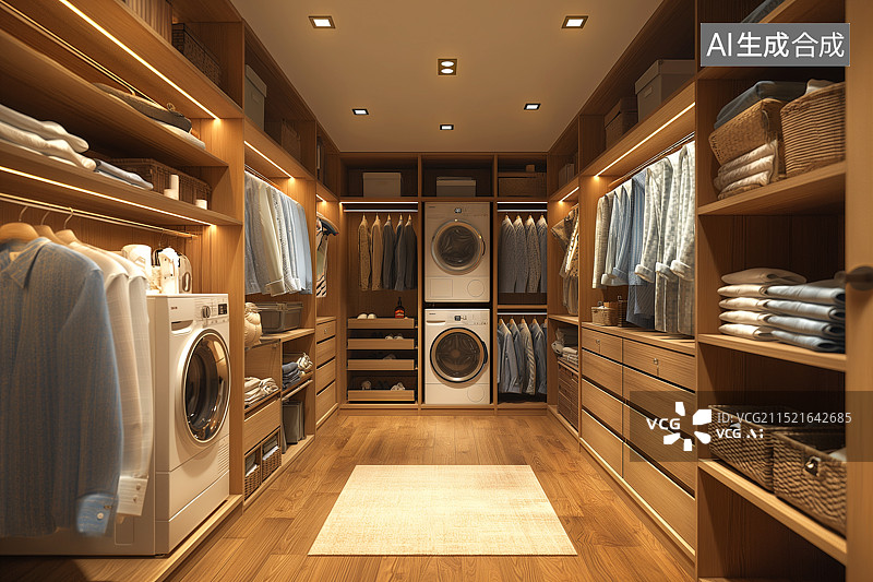 【AI数字艺术】干净整洁的洗衣间图片素材