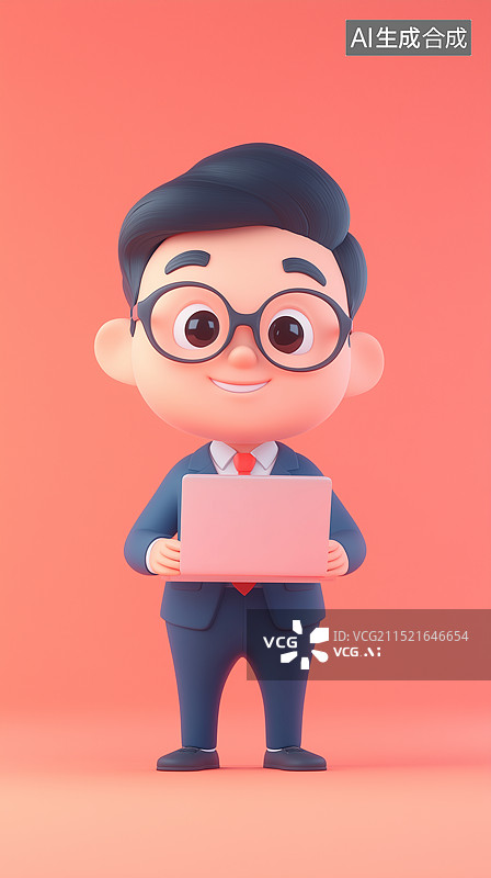 【AI数字艺术】拿笔记本电脑的商务男士图片素材