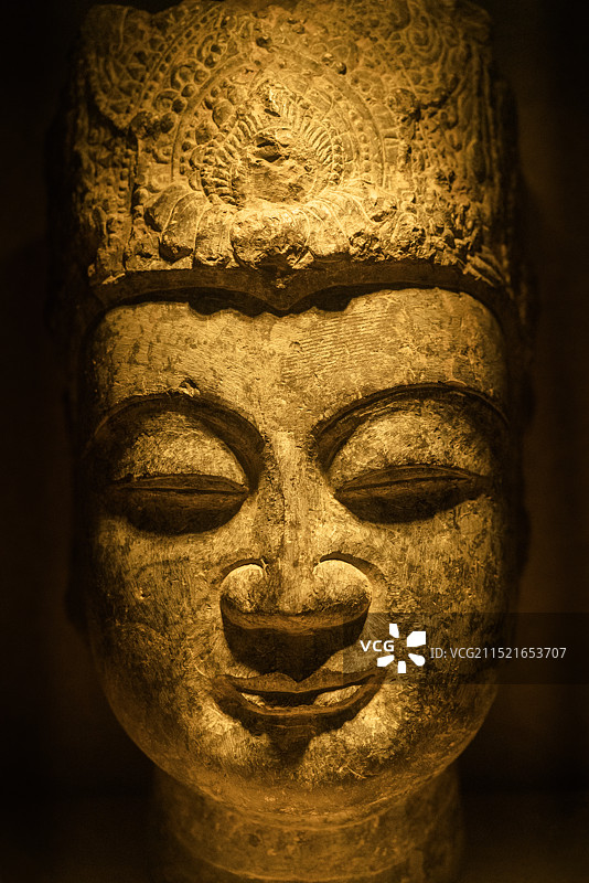 西安博物院佛头石雕图片素材