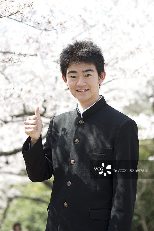 初中女生与樱花图片素材