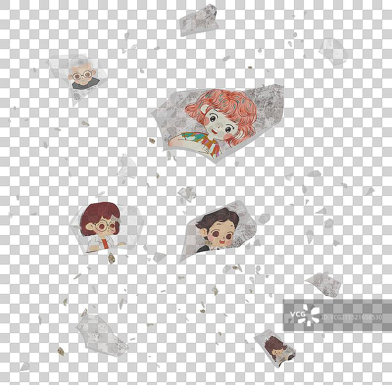 破碎的镜子插画元素图片素材