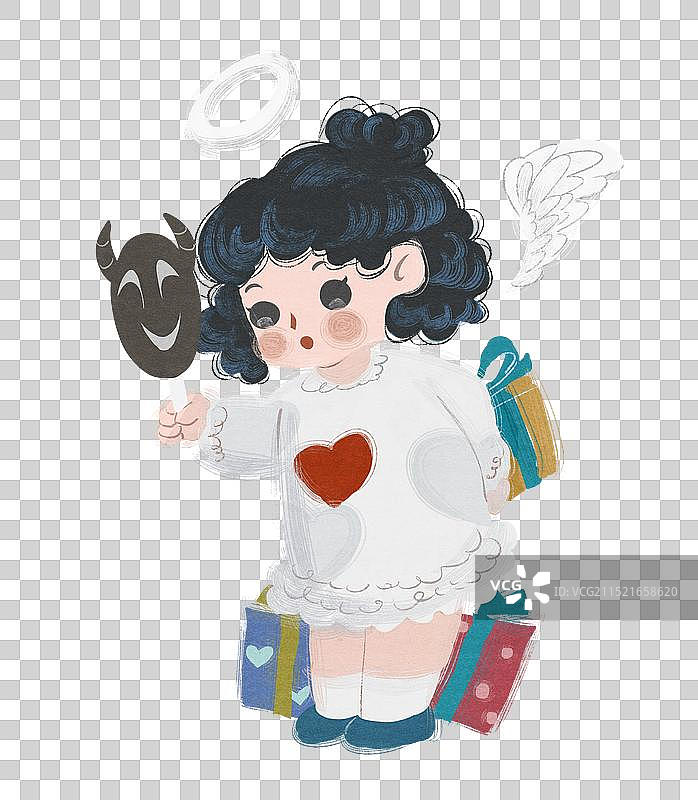 天使带着礼物来插画元素图片素材