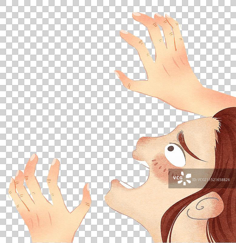 女性惊恐插画元素图片素材