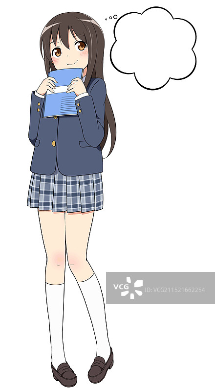 拿着笔记本和气球的女学生图片素材