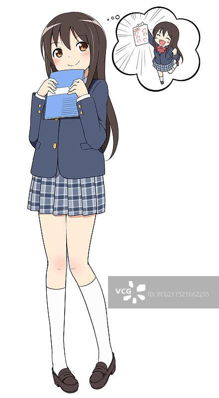 拿着笔记本和气球的女学生图片素材