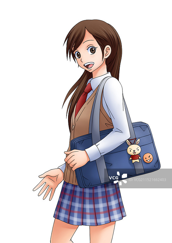 女学生插画图片素材