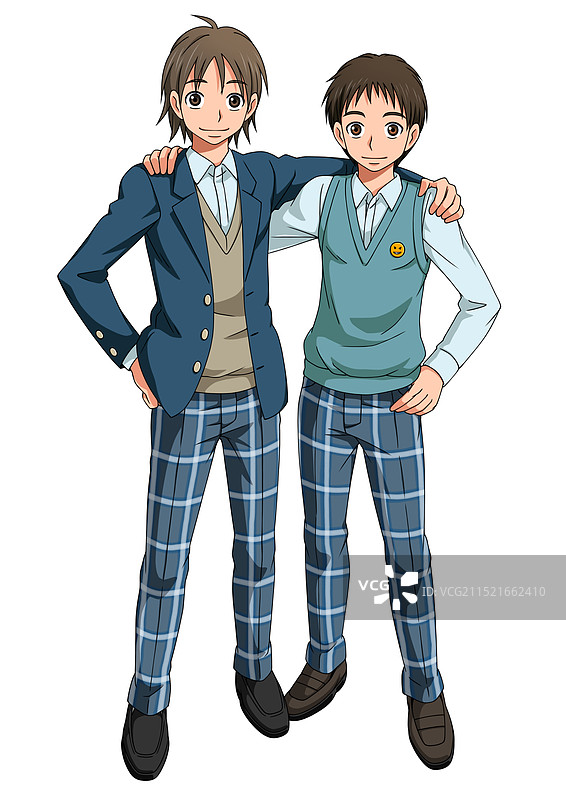 男生们肩并肩图片素材