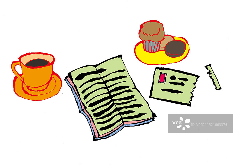 信件、糖果和咖啡图片素材