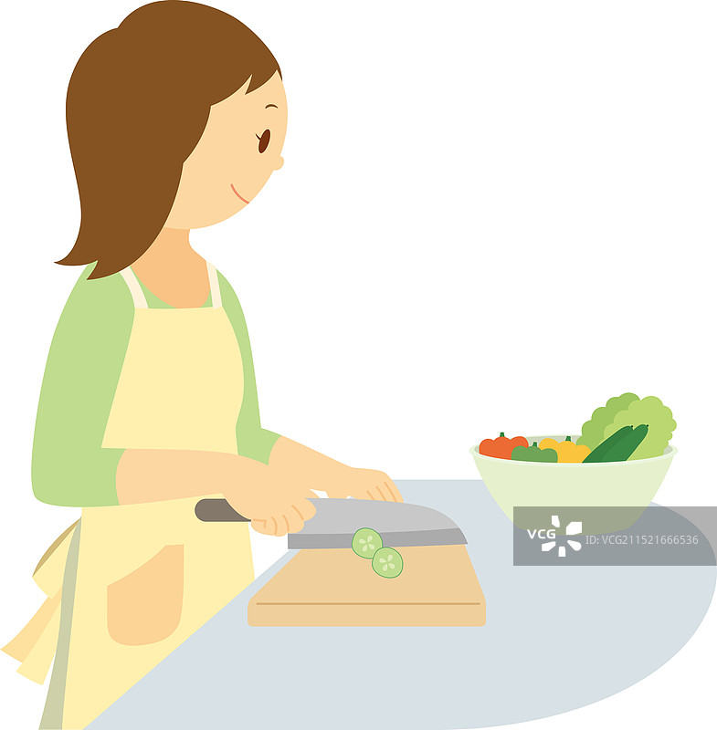 年轻女人在做饭图片素材