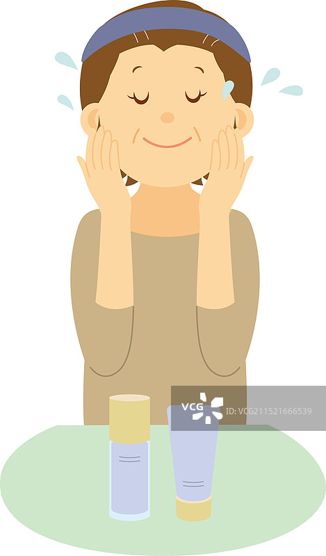 成熟的女性在护理她的肌肤图片素材