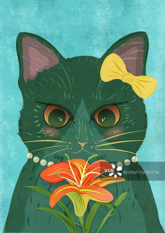 猫与花图片素材