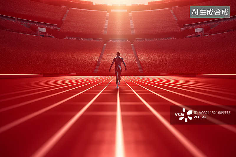 【AI数字艺术】在赛场奔跑的运动员图片素材