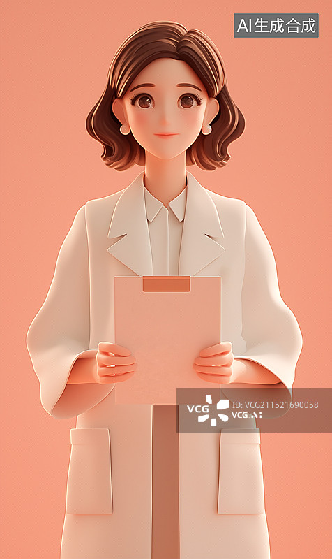 【AI数字艺术】3D卡通女医生图片素材
