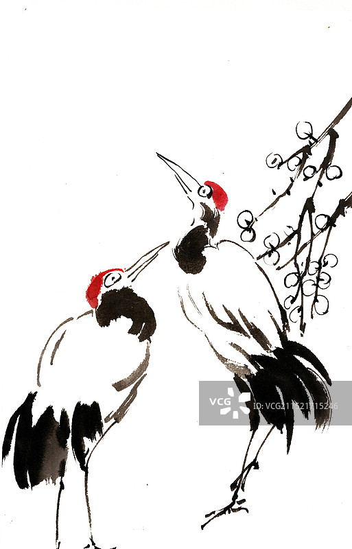 树下的仙鹤图片素材