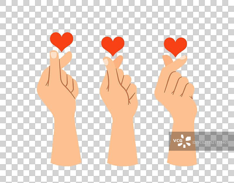 三只手做出微小的心形手势图片素材