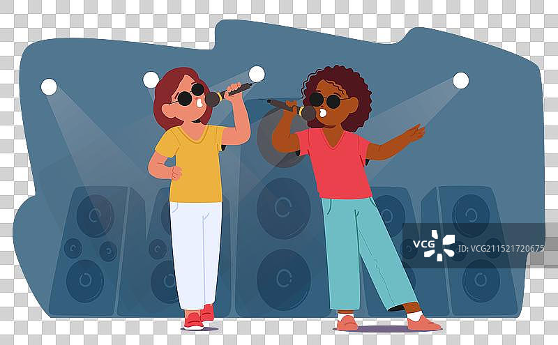 两个盲童快乐地唱歌跳舞图片素材