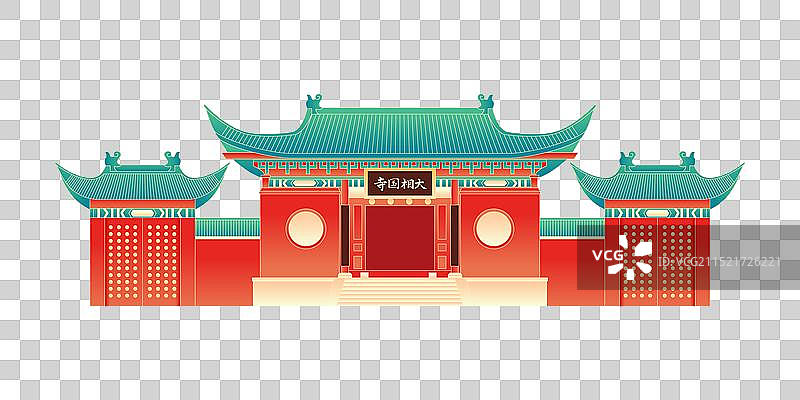 国风河南开封城市地标建筑插画图片素材