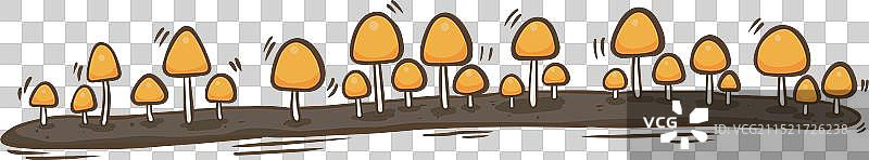土壤地面边界上的黄色蘑菇图片素材